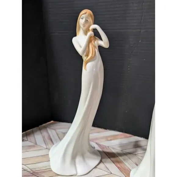 Unicorn Studio Fine Porcelain 12.25 inch Standing Lady Girl Figurines Set Of Two